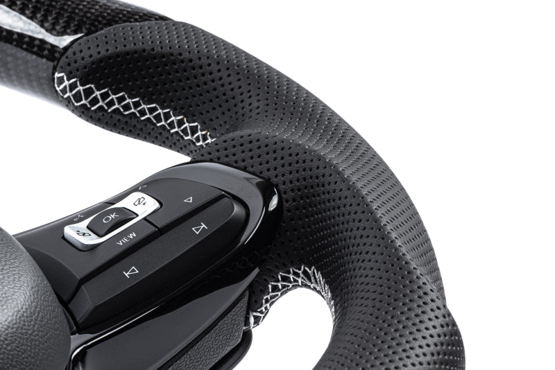 APR 15-26 Volkswagen Golf R/GTI/Jetta (MK7) Carbon Fiber/Silver Stitch Steering Wheel (For Paddles)