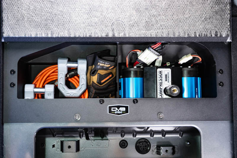 DV8 Offroad 21-23 Ford Bronco (Exc. Bronco Raptor) Air Compressor Mount & Storage Box - #CMBR-01