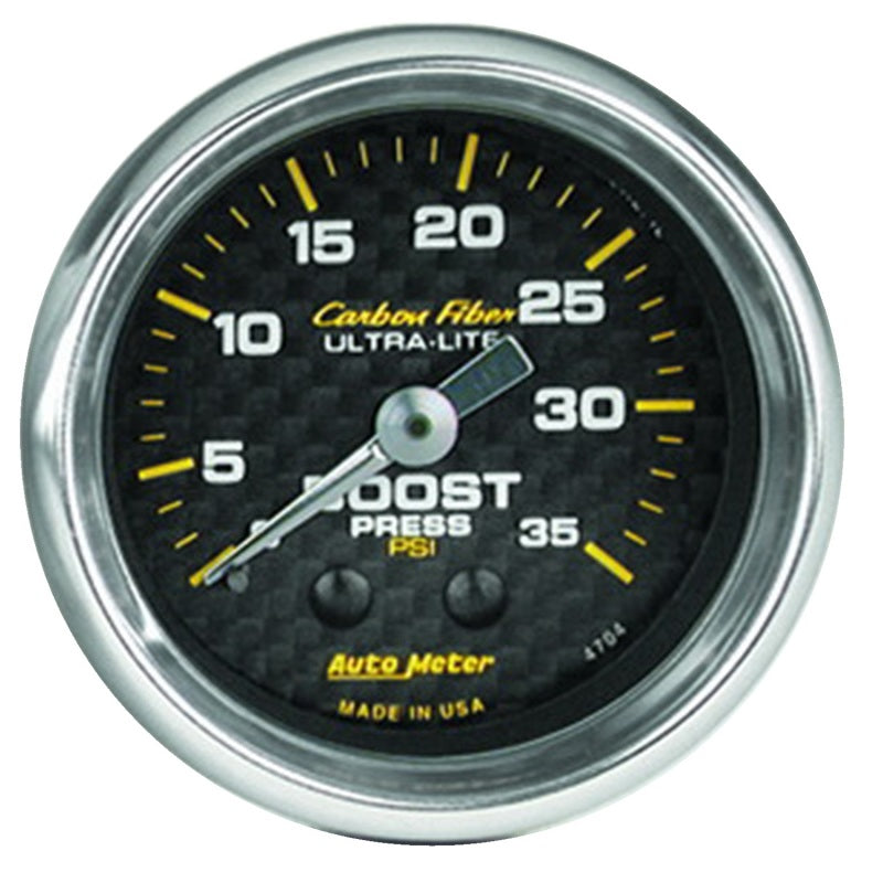 AutoMeter 4704 Carbon Fiber 52mm 35 PSI Mechanical Boost Gauge