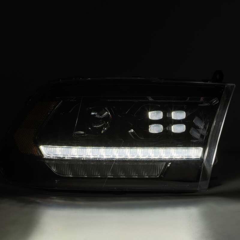 AlphaRex 880523 09-18 Dodge Ram 1500 HD PRO-Series Projector Headlight Plank Style Black with Chrome Acc with Sequential Signal/DRL