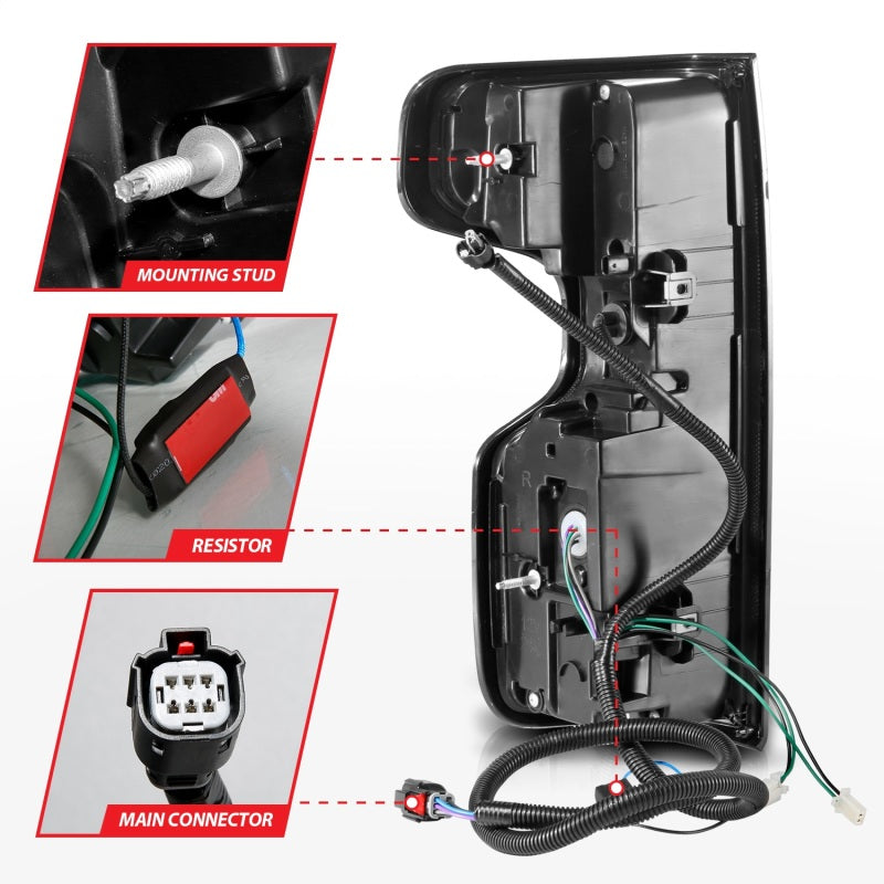 ANZO 2019-2026 Chevrolet Silverado 1500 LED Taillights - Chrome Red/Clear Lens w/ Sequential Signal (Factory Models)