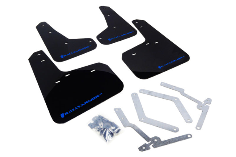 Rally Armor UR Mud Flaps - 2013-2018 Ford Focus - Black/Blue Logo - #MF27-UR-BLK/BL