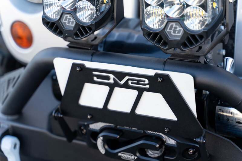 DV8 Offroad Fairlead Mounted Flip-Up License Plate Bracket - #LPBM-02