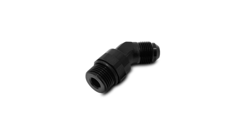 Vibrant -6AN Male Flare to Male -6AN ORB Swivel 45 Degree Adapter Fitting