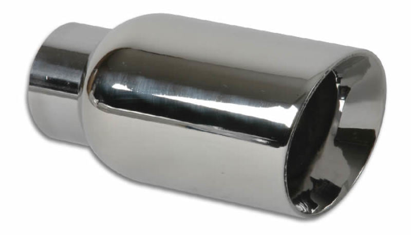 Vibrant 4in OD Round SS Exhaust Tip (Double Wall Angle Cut Beveled Outlet) 3in.