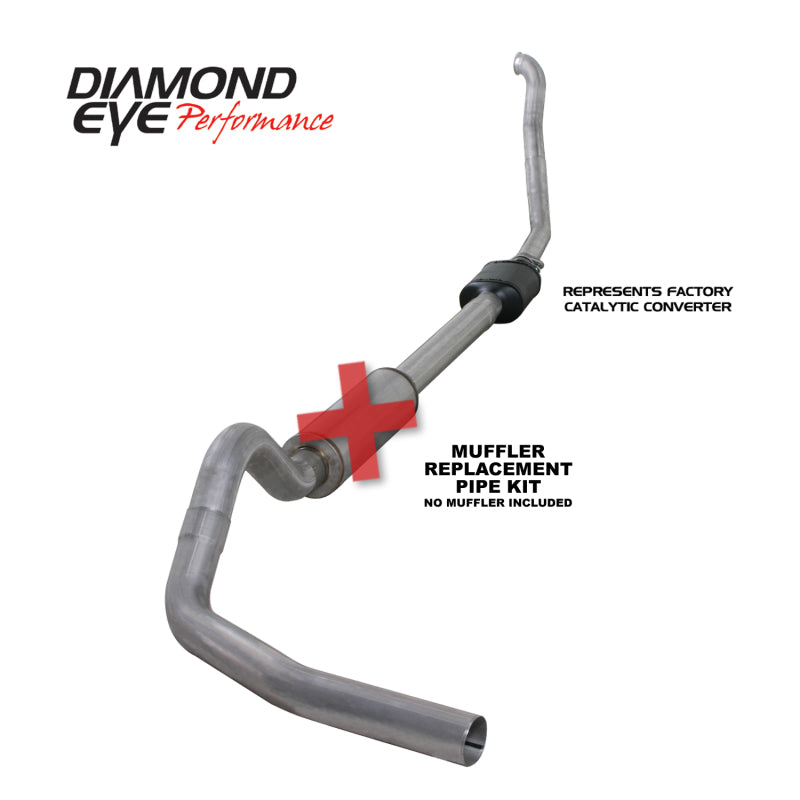 Diamond Eye K4306A-RP 4in Turbo-Back Exhaust Muffler Replacement Pipe - 1994-1997 Ford F-250/F-350 | Aluminized
