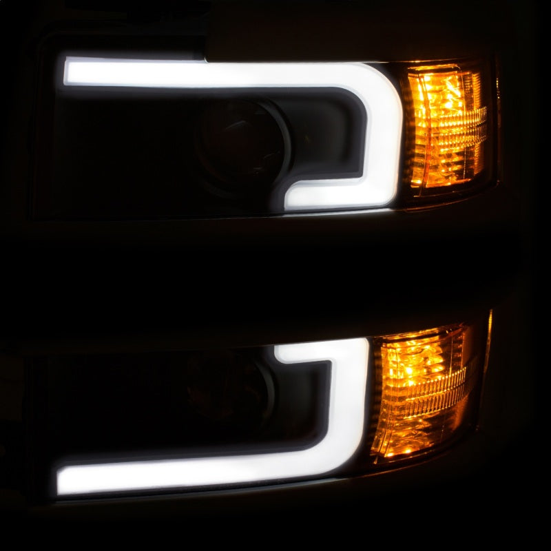 ANZO 2015-2019 Chevrolet Silverado 2500 HD LED Projector Headlights - Switchback Black (Chrome Trim) (Halogen Models Only)