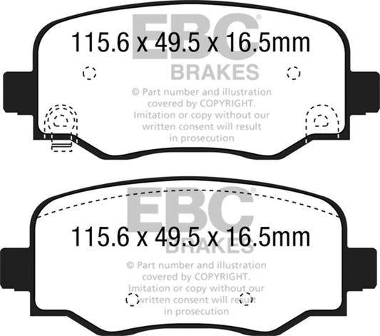 EBC 15+ Fiat 500X 1.4 Turbo Greenstuff Rear Brake Pads DP62237