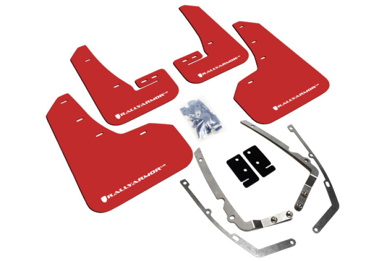 Rally Armor UR Mud Flaps - 2015-2018 Volkswagen GTI + 3 more fitments - Red/White Logo - #MF37-UR-RD/WH