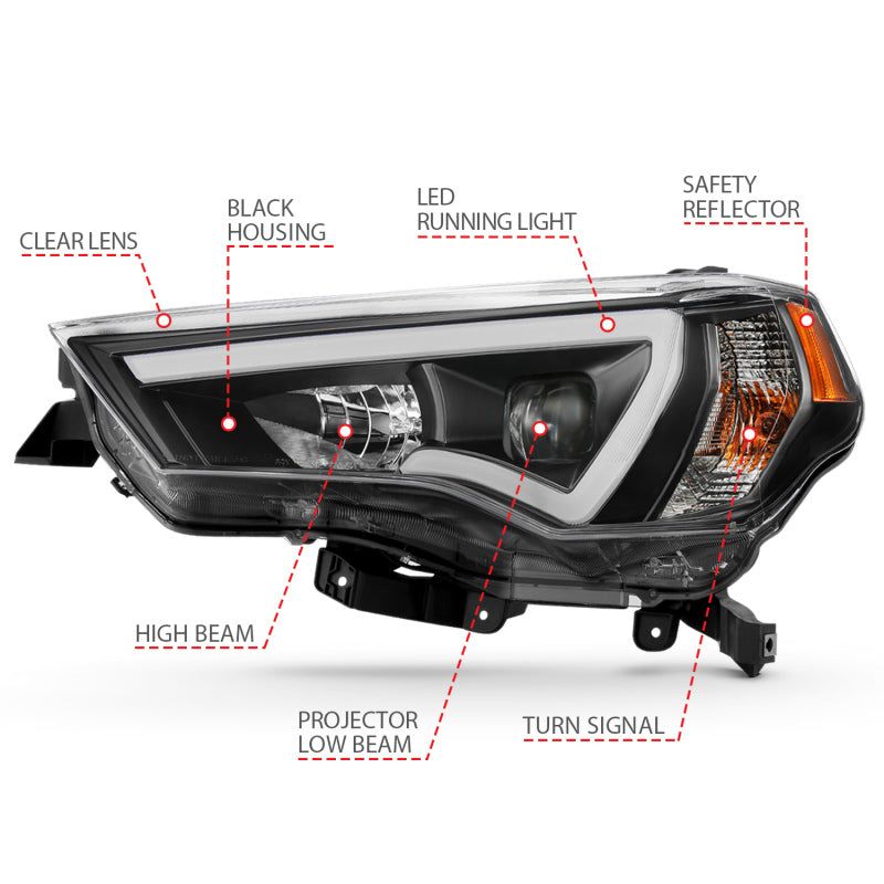 ANZO 2014-2023 Toyota 4Runner LED Projector Headlights