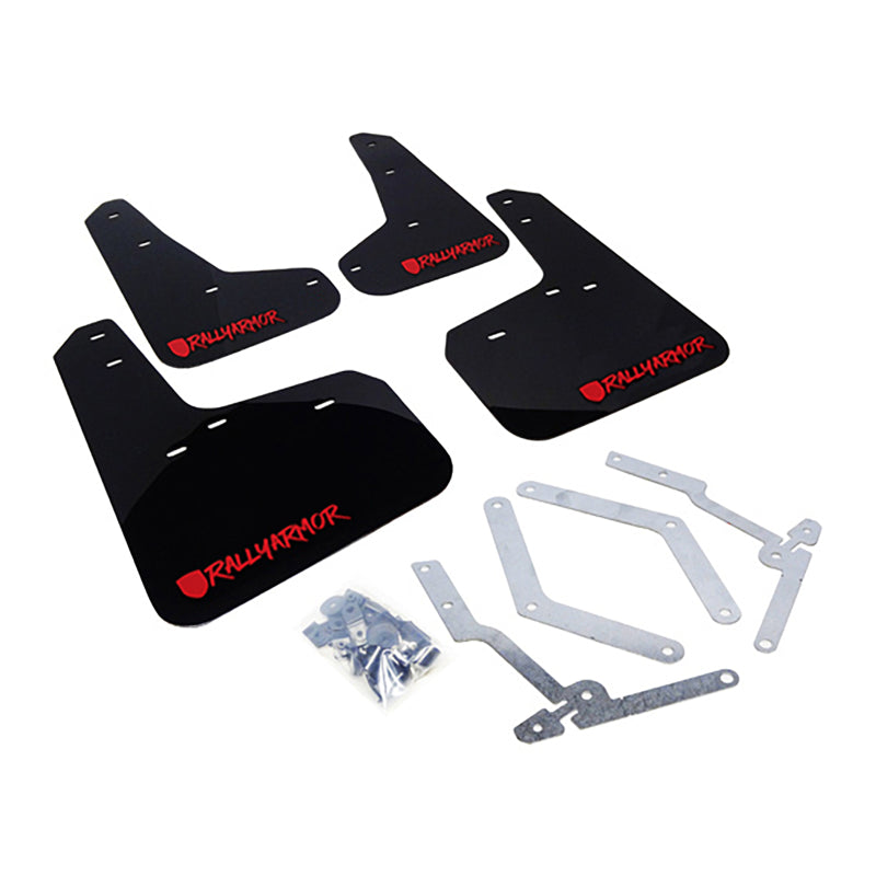 Rally Armor UR Mud Flaps - 2013-2018 Ford Focus - Black/Red Logo - #MF27-UR-BLK/RD-X