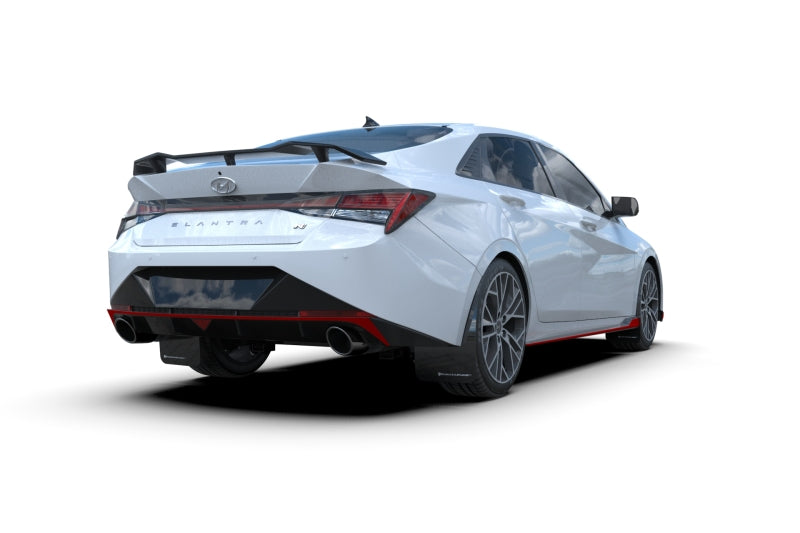 Rally Armor UR Mud Flaps - 2021-2023 Hyundai Elantra, 2022-2023 Hyundai Elantra N - Black/Red Logo - #MF79-UR-BLK-RD