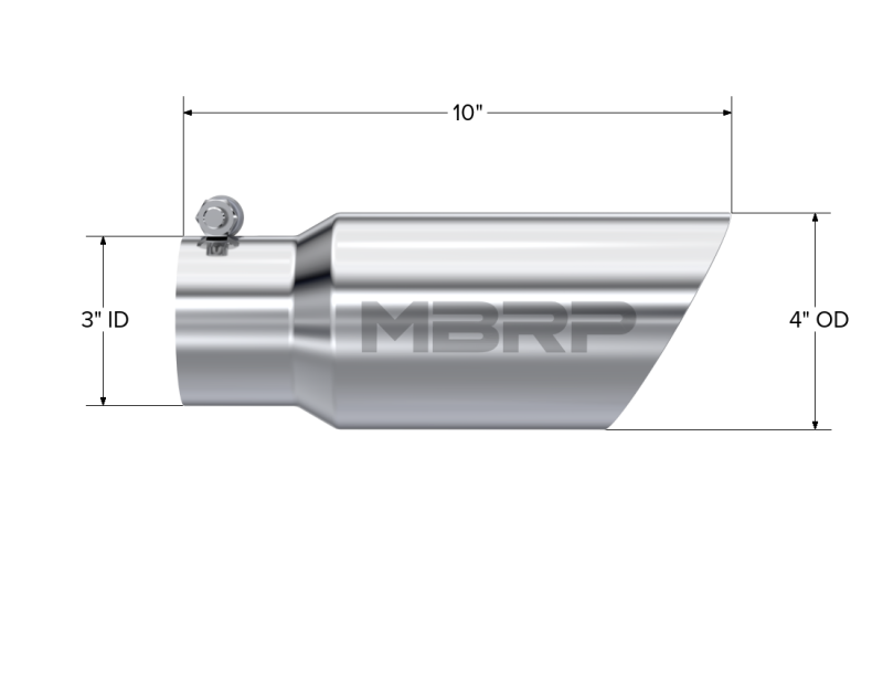 MBRP T5156 Exhaust Tip - 4" OD; Dual Wall Angled; 3" inlet; 10" length | T304 Stainless