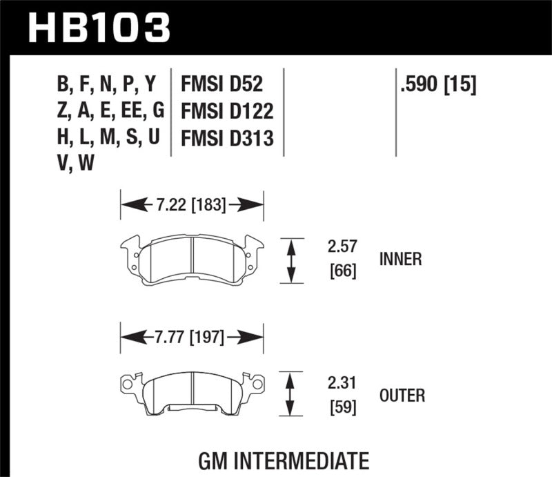 Hawk Performance HB103E.590 Blue 9012 Motorsport Brake Pads