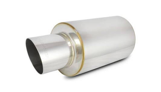 Vibrant TPV Turbo Round Muffler (17in Long) with 4in Round Tip Angle Cut - 3in