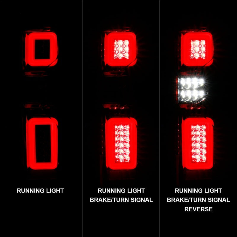 ANZO 19-21 Chevy Silverado Work Truck Full LED Taillights Chrome Housing Red Lens G2(w/C light Bars)