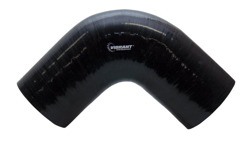 Vibrant 4 Ply Reinforced Silicone Elbow Connector - 5in ID x 4in Leg 90 Deg