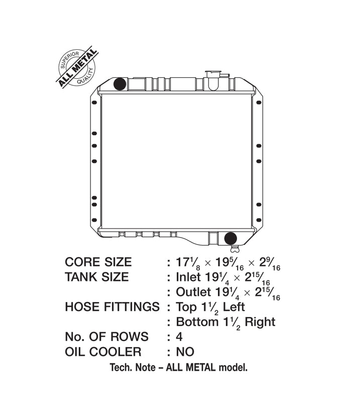 CSF 2888 Metal Radiator for 70-80 Toyota Land Cruiser 3.9L/4.2L Heavy Duty 4 Row