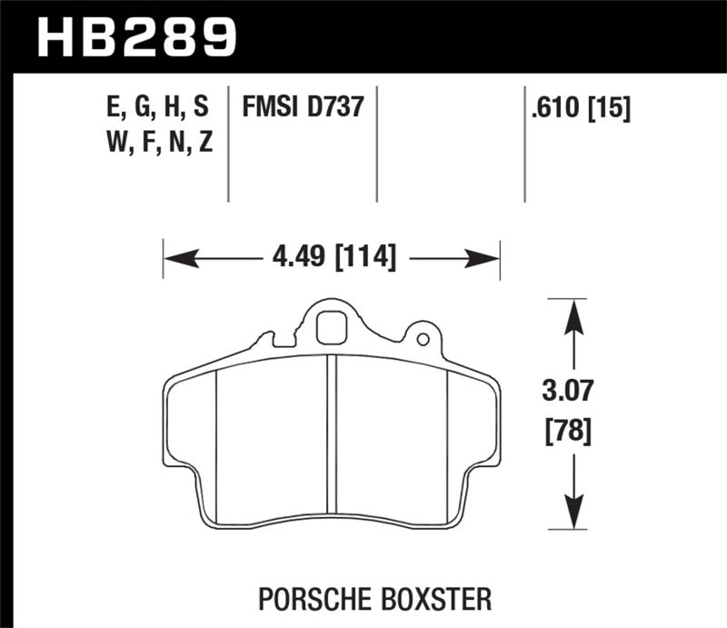 Hawk Performance HB289E.610 Blue 9012 Motorsport Brake Pads