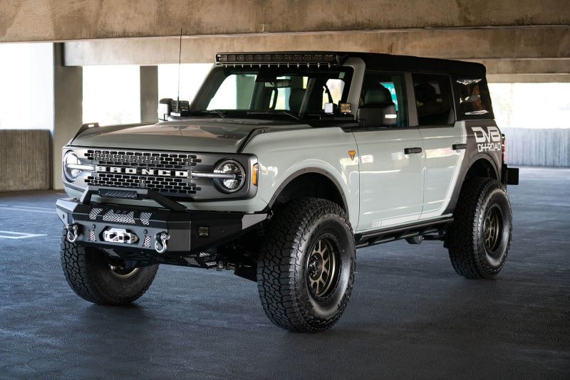 DV8 Offroad 2021+ Ford Bronco Front Bumper Winch Capable w/ Optional Bull Bar/Aux Light Opening - #FBBR-01