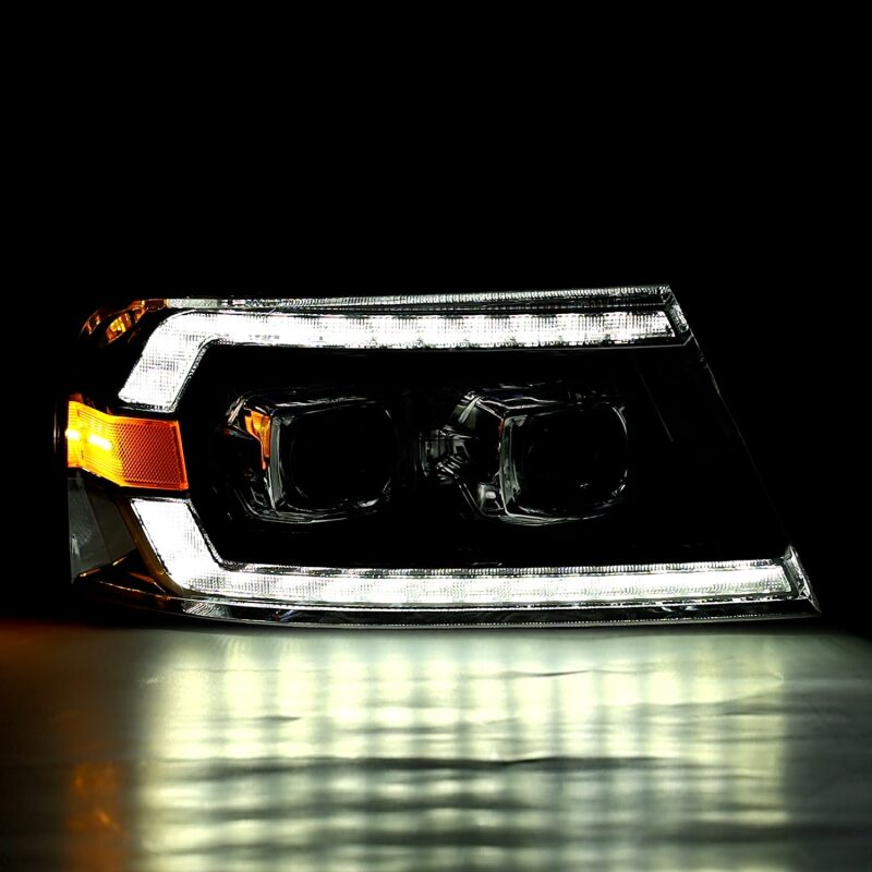 AlphaRex 880131 04-08 Ford F-150 (No 2004 Heritage) LUXX-Series LED Projector Headlights Alpha-Black with Activation Light / Sequential Signal