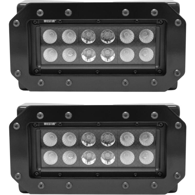 Westin 57-0025 HDX Flush Mount B-FORCE LED Light Kit (Set of 2) with wiring harness Black