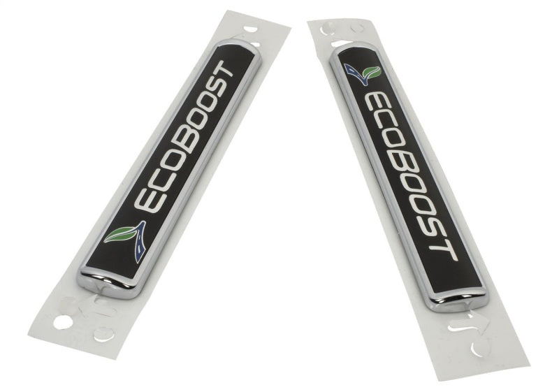 Ford Racing Black/Silver for EcoBoost Emblem 3-1/2in x 9/16in - Set of 2