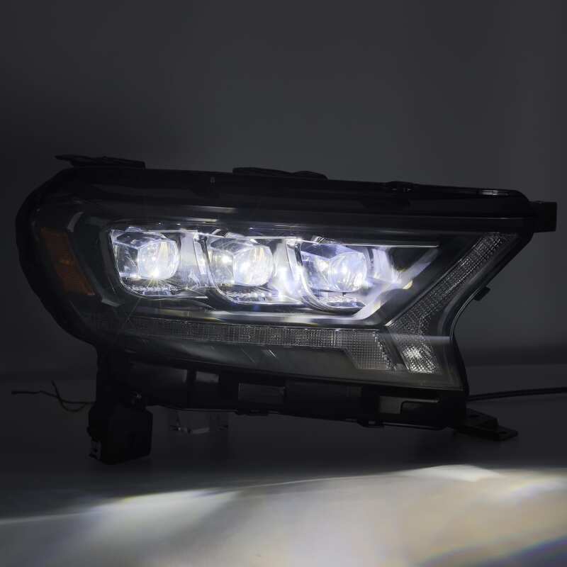 AlphaRex 880124 19-21 Ford Ranger NOVA LED Projector Headlights Plank Style Black with Activation Light/Sequential Signal/DRL