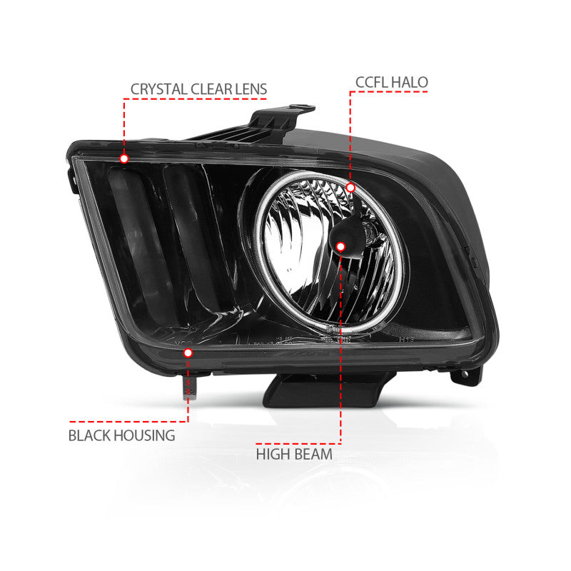 ANZO 2005-2009 Ford Mustang Crystal Headlights