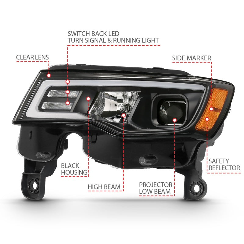 ANZO 2017-2022 Jeep Grand Cherokee LED Projector Headlights