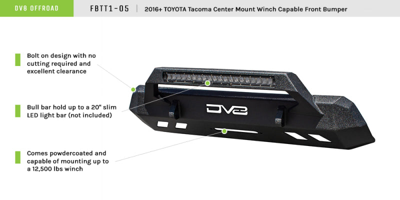 DV8 Offroad 2016+ Toyota Tacoma Center Bumper - #FBTT1-05