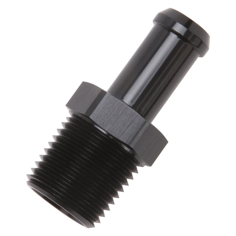Edelbrock 8119 Hose End Straight 1/2 in NPT to 1/2 in Barb Black Anodized