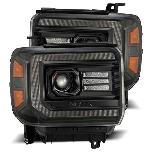 AlphaRex 880612 14-18 GMC Sierra PRO-Series Projector Headlights Plank Alpha Black w/Activation Light/Sequential Signal/DRL