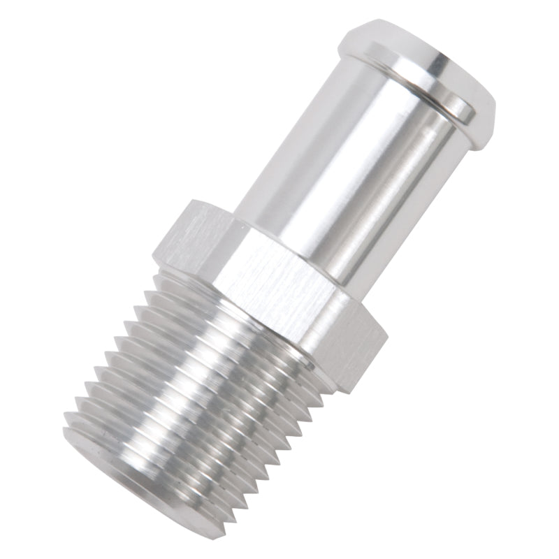 Edelbrock 8160 Hose End Straight 1/2 in NPT to 5/8 in Barb Clear Anodized