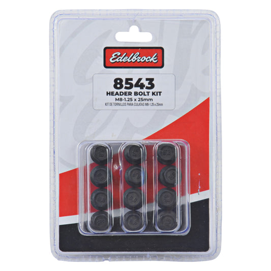 Edelbrock 8543 Exhaust Header Bolts M8-1.25 x 25mm Black Oxide (Set Of 12)