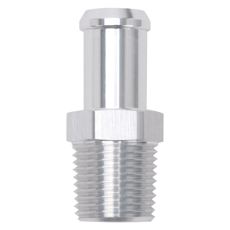 Edelbrock 8160 Hose End Straight 1/2 in NPT to 5/8 in Barb Clear Anodized