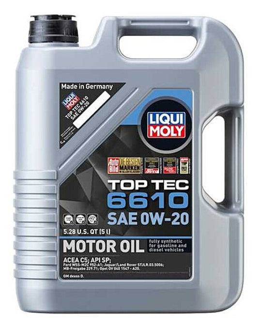 LIQUI MOLY 5L Top Tec 6610 Motor Oil SAE 0W-20 (22190) - Pack of 4