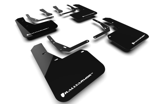 Rally Armor UR Mud Flaps - 2024-2025 Hyundai Kona - Black/White Logo - #MF103-UR-BLK-WH
