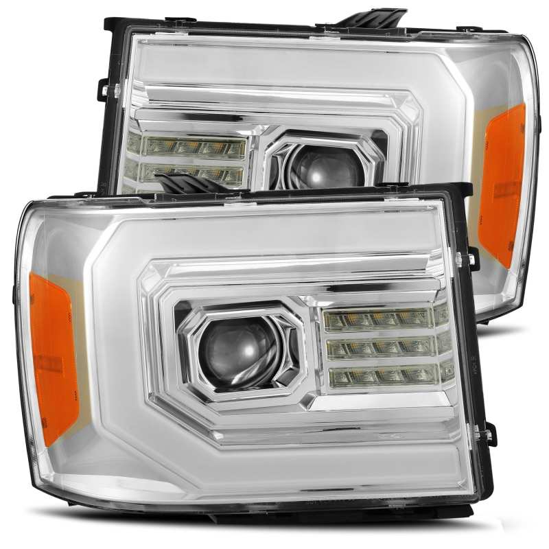 AlphaRex 880604 07-13 GMC 1500 HD PRO-Series Projector Headlights Plank Style Chrome with Activation Light/Sequential Signal