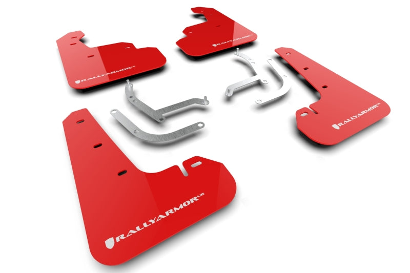 Rally Armor UR Mud Flaps - 2024-2026 Subaru Impreza - Red/White Logo - #MF105-UR-RD-WH