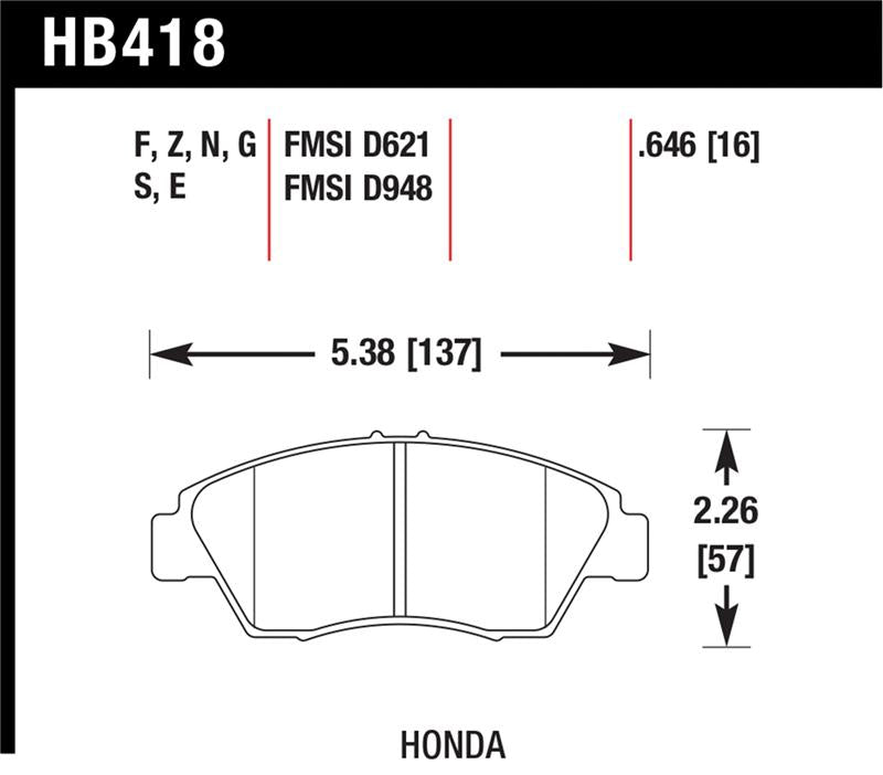 Hawk Performance HB418G.646 DTC-60 Motorsport Brake Pads