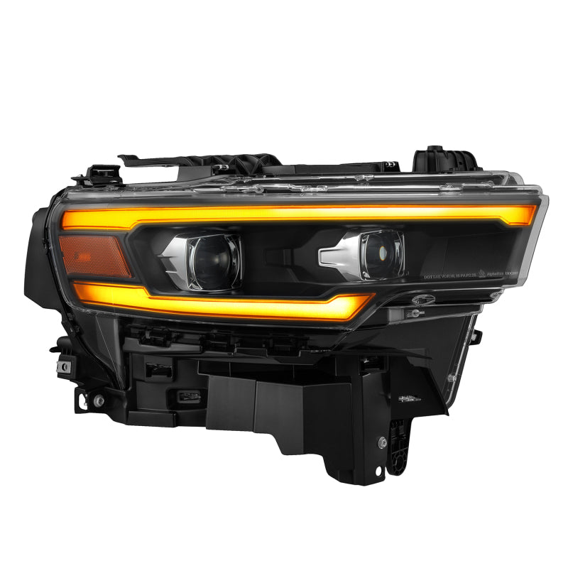 AlphaRex 880907 25-26 Dodge Ram 1500 Luxx LED Projector Headlights -Black w/Activation Light/ Sequential Signal/Switchback DRL