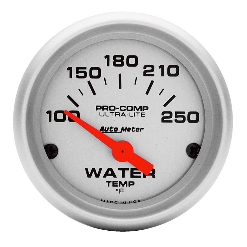 AutoMeter 4337 Ultra-Lite 52mm 100-250 Degrees F Short Sweep Electric Water Temperature Gauge