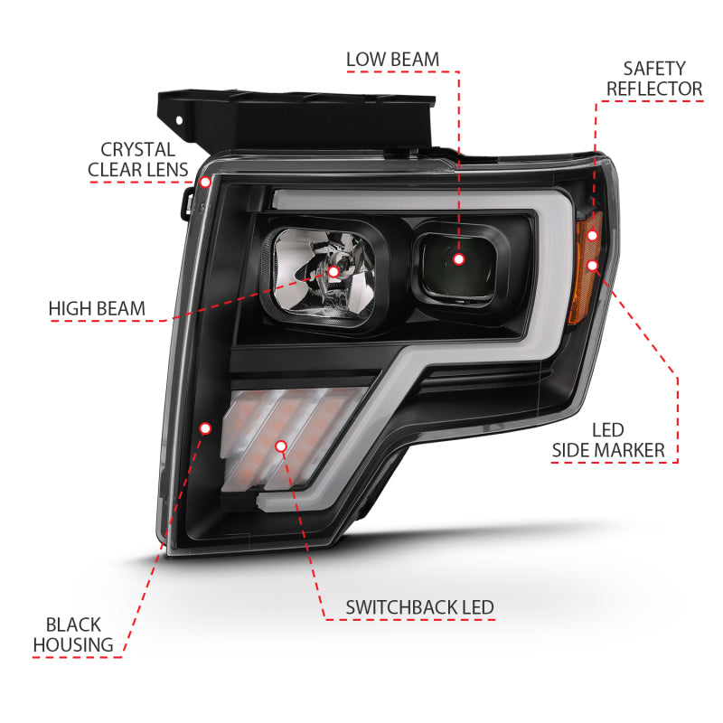 ANZO 2009-2014 Ford F-150 LED Projector Headlights