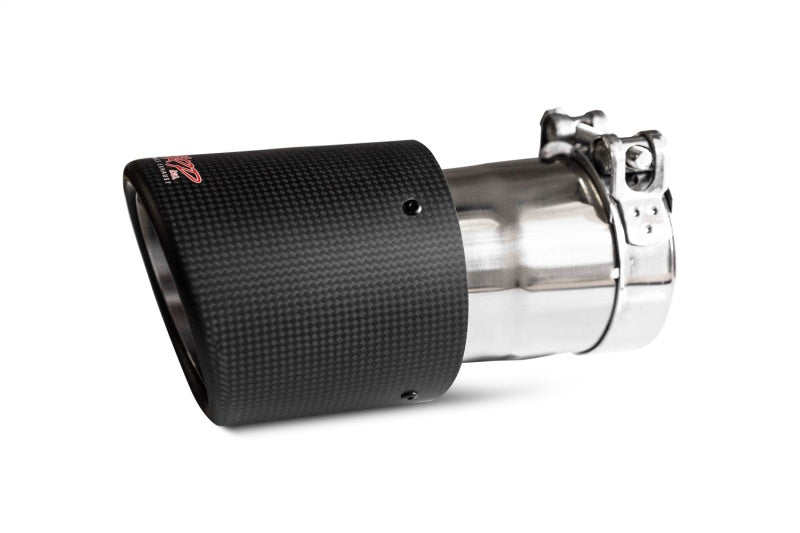 MBRP T5151CF Universal Exhaust Tip - 4.5" O.D., 3" Inlet, 7.7" Length, Dual Wall, Angle Cut, Carbon Fiber | Carbon Fiber