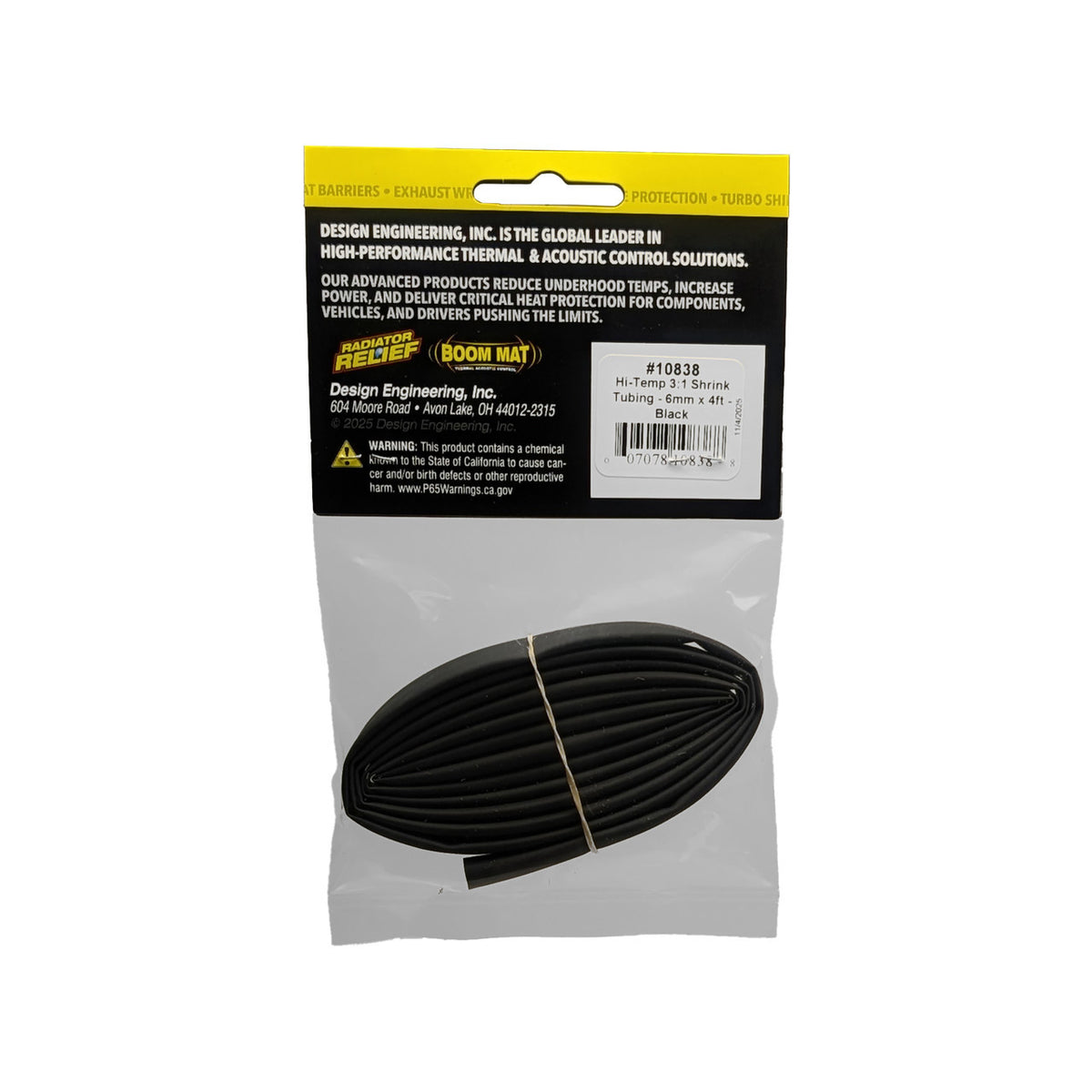 DEI Hi-Temp Shrink Tube 6mm x 4ft - Black
