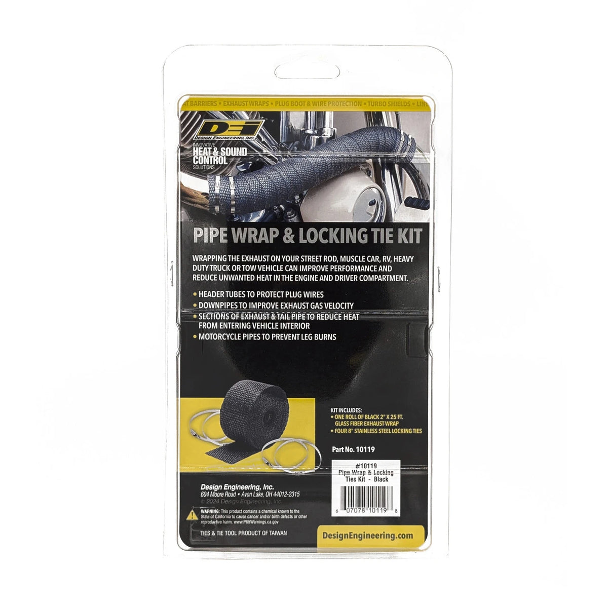 DEI Exhaust Wrap Kit - Pipe Wrap and Locking Tie - Black