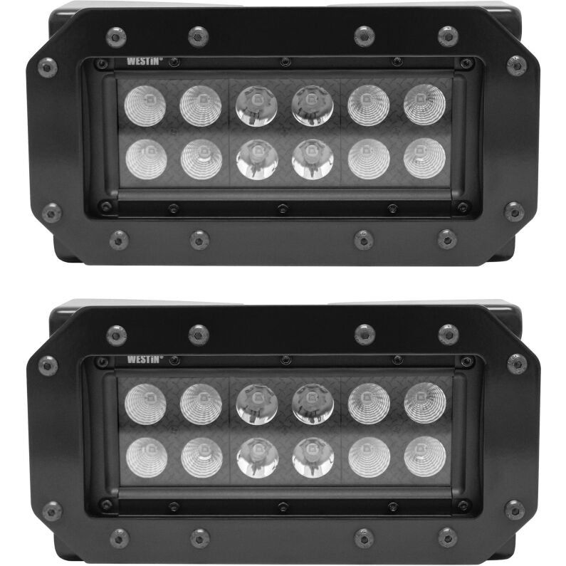 Westin 57-0025 HDX Flush Mount B-FORCE LED Light Kit (Set of 2) with wiring harness Black