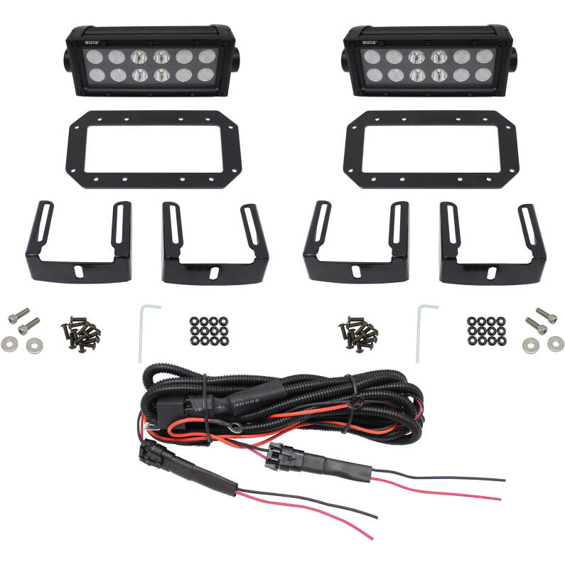 Westin 57-0025 HDX Flush Mount B-FORCE LED Light Kit (Set of 2) with wiring harness Black