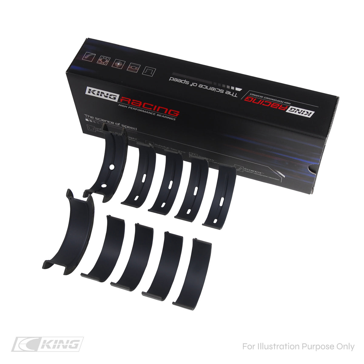 King Chevrolet LS Gen III IV / GM Vortec - Coated Tri-Metal Racing Main Bearings Set MB5013XPC 010 - Fits Chevrolet, GMC, Holden